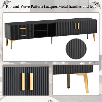 Modern TV Stand For TVs Up To 77'' With 5 Champagne Legs-ModernLuxe 12 Modern TV Stand For TVs Up To 77'' With 5 Champagne Legs-ModernLuxe - Image 10