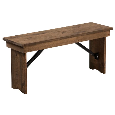 Merrick Lane Antique Solid Pine Folding Farmhouse Style Bench 14 Merrick Lane Antique Solid Pine Folding Farmhouse Style Bench - Image 12