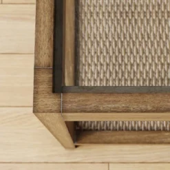 Hayes Solid Wood Rattan And Glass Top Side Table Brushed Light Brown - Nathan James -Furniture Store GUEST a21ba6ca f797 49c7 9dd0 a7b13ef2c17e