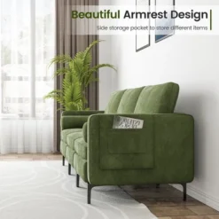Costway Modern Modular 3-Seat Sofa Couch W/ Side Storage Pocket & Metal Legs Army Green 15 Costway Modern Modular 3-Seat Sofa Couch W/ Side Storage Pocket & Metal Legs Army Green -Furniture Store GUEST a25bd934 b920 4a2e bc82 f21b39951f0c