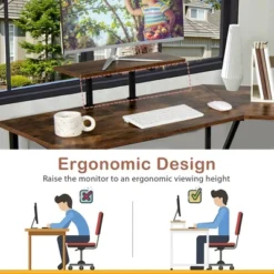Costway 88.5'' L Shaped Reversible Computer Desk 2 Person Long Table Monitor Stand -Furniture Store GUEST a2a45642 6eb4 4533 b0e0 5c97c9ee5664