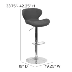 Merrick Lane Adjustable Height Barstool Contemporary Bar Height Stool With Curved Back And Metal Base With Footrest -Furniture Store GUEST a3053c89 2da2 4e91 b1ce 132a045203fd
