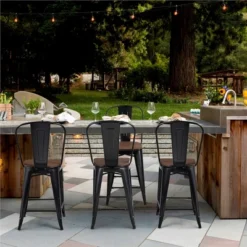 Yaheetech Pack Of 4 Classic Armless Metal Bar Stools With Footrest Backrest -Furniture Store GUEST a3946c99 16f2 414a 932e 7f4e373369d6