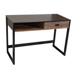 Oslo Contemporary Studio Workstation Desk With Drawer Black/Brown - Danya B. -Furniture Store GUEST a54a7608 2759 426e a23d 23d755b8ec93