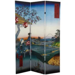 6' Tall Double Sided Hiroshige Room Divider Sea At Satta/Teahouse - Oriental Furniture -Furniture Store GUEST a5626730 f9ae 4d83 8e4a 7542b7454639