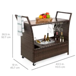 Best Choice Products Wicker Outdoor Rolling Bar Cart W/ Ice Bucket, Glass Countertop, Glass Holders, Storage - Brown 13 Best Choice Products Wicker Outdoor Rolling Bar Cart W/ Ice Bucket, Glass Countertop, Glass Holders, Storage - Brown -Furniture Store GUEST a5a11fd2 a64d 40eb 9b0d 80de3a533489