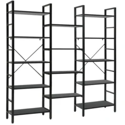 Costway Triple Wide 5-tier Bookcase Large Bookshelf Display Storage Shelf Vintage Black -Furniture Store GUEST a6374216 2710 44bc 8920 d2931a5f6b66