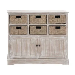 Wood Cabinet With Seagrass Drawers Brown - Olivia & May -Furniture Store GUEST a77ae164 f125 46bc 9ca7 3f9ed487606f