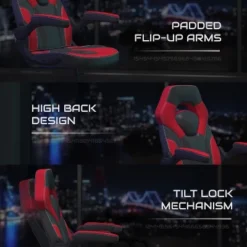 BlackArc Alpha Bundle With Gaming Desk And Chair: Black & Red High Back Chair With Arms; Red & Black Desk With Headphone Hook/Cupholder -Furniture Store GUEST a843aae5 d2db 4014 acce 6ad057b7a92f