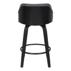 30" Alec Bar Height Swivel Barstool Black/Gray - Armen Living