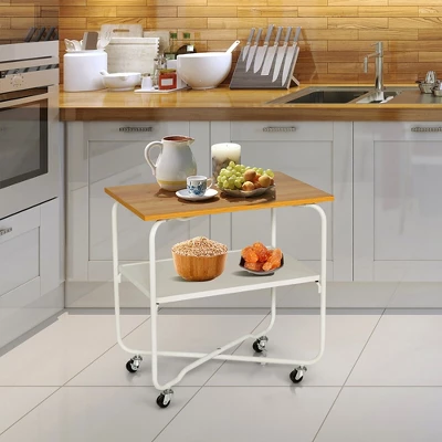 Tangkula 2-Tier Folding Rolling Cart Kitchen Utility Cart Tool-Free Installing 4 Tangkula 2-Tier Folding Rolling Cart Kitchen Utility Cart Tool-Free Installing - Image 2