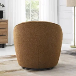 Boucle Upholstered Swivel Barrel Chair - Kinwell -Furniture Store GUEST ab4e53ec aefb 4c57 b7e1 394a163ad161
