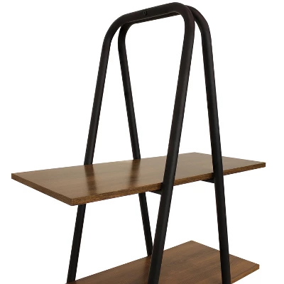 Sunnydaze Decor Sunnydaze 4-Shelf Industrial-Style Ladder Bookshelf - MDP With Powder-Coated Steel Frame - Brown 4 Sunnydaze Decor Sunnydaze 4-Shelf Industrial-Style Ladder Bookshelf - MDP With Powder-Coated Steel Frame - Brown - Image 2