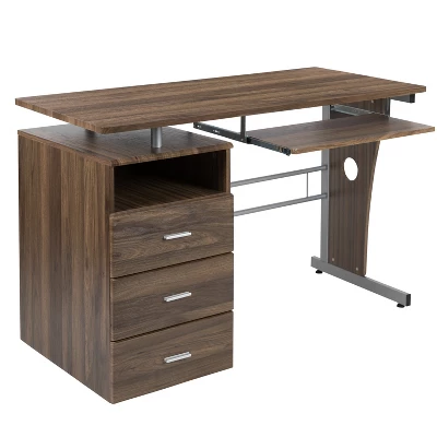 Emma And Oliver Desk With Three Drawer Single Pedestal And Pull-Out Keyboard Tray 10 Emma And Oliver Desk With Three Drawer Single Pedestal And Pull-Out Keyboard Tray - Image 8