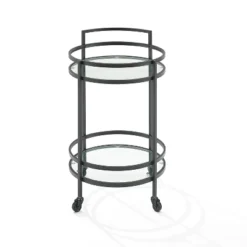 Bailey Round Bar Cart Matte Black - Crosley -Furniture Store GUEST acca8b0c 27f3 4595 8c67 2b7794afc103