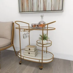 Contemporary Iron Bar Cart Gold - Olivia & May 28 Contemporary Iron Bar Cart Gold - Olivia & May -Furniture Store GUEST af4c2b0a f372 4d8c a260 164f7d5a3554
