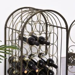 HOMCOM 45 Bottle Wrought Iron Wine Rack Jail With Lock - Antique Bronze -Furniture Store GUEST b03a2298 ca51 48a7 9601 9b2f9bc9d008