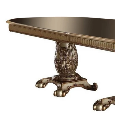 84"~120" Vendome Dining Table Gold Patina/Bone White - Acme Furniture 5 84"~120" Vendome Dining Table Gold Patina/Bone White - Acme Furniture - Image 3