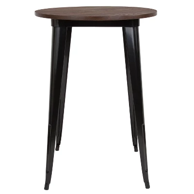 Flash Furniture 30" Round Metal Indoor Bar Height Table With Rustic Wood Top 5 Flash Furniture 30" Round Metal Indoor Bar Height Table With Rustic Wood Top - Image 3