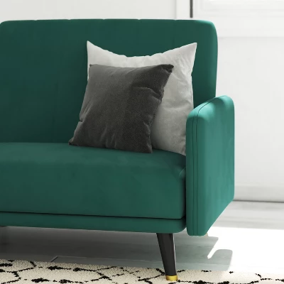 Emma And Oliver Premium Padded Upholstered Split Back Sofa Futon With Vertical Channel Tufting And Wooden Legs 6 Emma And Oliver Premium Padded Upholstered Split Back Sofa Futon With Vertical Channel Tufting And Wooden Legs - Image 4