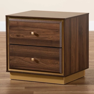 Cormac Wood And Metal 2 Drawer Nightstand - Baxton Studio 10 Cormac Wood And Metal 2 Drawer Nightstand - Baxton Studio - Image 8