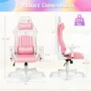 Costway Gaming Chair Racing Style Adjustable Swivel Computer Office Chair Pink -Furniture Store GUEST b2a9831b 2e22 42ad b8cf 7e5d896c9a45
