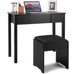 Costway Black Vanity Dressing Table Furniture Stool Storage Box -Furniture Store GUEST b3314f0e 2079 4f8e b2d1 178c6b648475