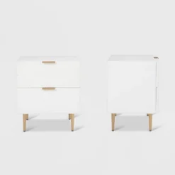 Jolie 2 Drawer Side Table White - Adore Decor