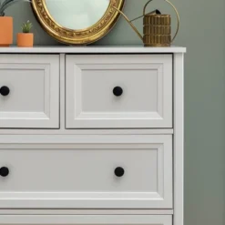 Farmhouse 5 Drawer Grooved Tall Storage Dresser White - Saracina Home -Furniture Store GUEST b4300c6d 296c 461f 9b10 91e1f40743a0