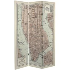 6" Double Sided Map Of New York Canvas Room Divider Gray - Oriental Furniture -Furniture Store GUEST b6346ccf df91 4a77 bc70 cfb8f4201bab