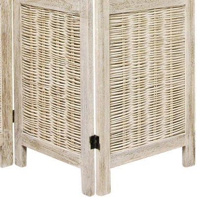 5 1/2 Ft. Tall Bamboo Matchstick Woven Room Divider - Burnt White (3 Panel) 4 5 1/2 Ft. Tall Bamboo Matchstick Woven Room Divider - Burnt White (3 Panel) - Image 2