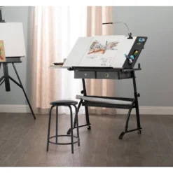 Core Drawing Table And Stool Set Charcoal Black/White - Studio Designs 39 Core Drawing Table And Stool Set Charcoal Black/White - Studio Designs -Furniture Store GUEST b7cb4957 b13e 4711 95c8 33f24e926373