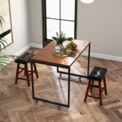 Costway Set Of 2 Upholstered Barstools 24''/29'' Backless Rubberwood Dining Chairs Black&Brown 14 Costway Set Of 2 Upholstered Barstools 24''/29'' Backless Rubberwood Dining Chairs Black&Brown -Furniture Store GUEST b7dafbd1 1ba6 494f b283 15c70561e172