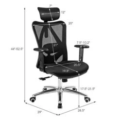 High Back Mesh Office Chair Adjustable Lumbar Support&Headrest Home Study Black -Furniture Store GUEST b8338ce1 e184 41a9 985e 0f7bf21c0f92