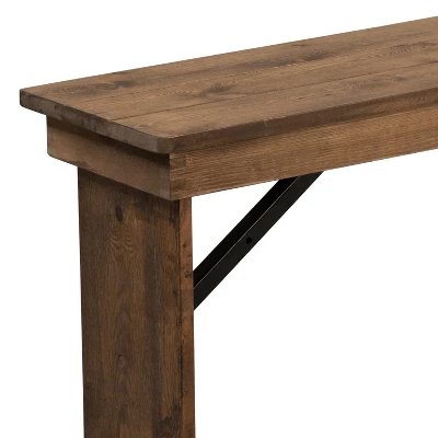 Merrick Lane Antique Solid Pine Folding Farmhouse Style Bench 11 Merrick Lane Antique Solid Pine Folding Farmhouse Style Bench - Image 9