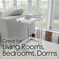 Hastings Home C-Shaped Sofa Side Table Space-Saving, White -Furniture Store GUEST b8977a68 a511 46e7 958e e78707205ae5