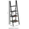 Lavish Home 4-Tier Ladder Bookshelf – Freestanding Industrial Style Wooden Shelving, Gray/Black