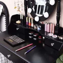 Costway Makeup Vanity Dressing Table 10 Dimmable Bulbs WhiteBlackBrown -Furniture Store GUEST b981d288 6d4f 40da b826 c16c3e91dccc