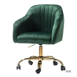 Alex Task Chair Velvet Upholstere Swivel Office Chair Desk Chair With Channel-tufted Back And Gold Metal Base| Karat Home 37 Alex Task Chair Velvet Upholstere Swivel Office Chair Desk Chair With Channel-tufted Back And Gold Metal Base| Karat Home -Furniture Store GUEST b9f0fb83 30df 4763 a842 a6fb21bd7fbd