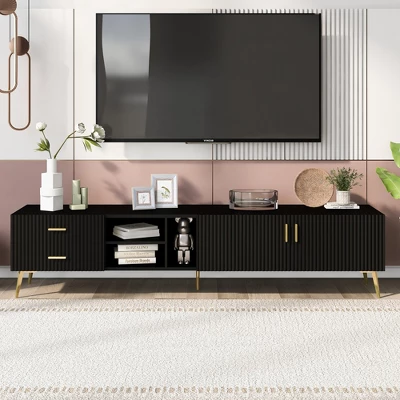 Modern TV Stand For TVs Up To 77'' With 5 Champagne Legs-ModernLuxe 15 Modern TV Stand For TVs Up To 77'' With 5 Champagne Legs-ModernLuxe - Image 13