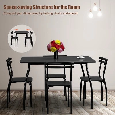 Costway 5 Pcs Dining Set Table 30'' And 4 Chairs Home Kitchen Room Breakfast Furniture Black 7 Costway 5 Pcs Dining Set Table 30'' And 4 Chairs Home Kitchen Room Breakfast Furniture Black - Image 5