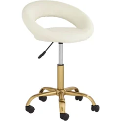 55 Downing Street Briar Gold And White Faux Leather Adjustable Office Chair -Furniture Store GUEST bbae26a4 9e3a 4098 834d 367614708d4f