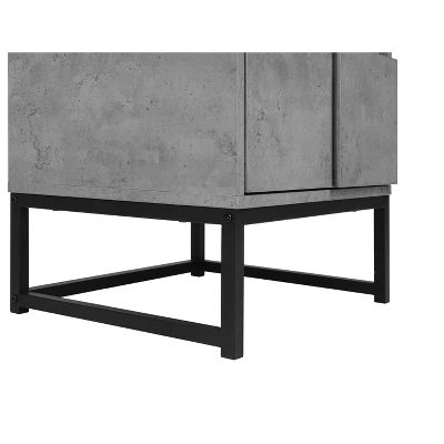 Modern Nightstand With Geometric Elements, Bedside Table With 2 Drawers, Cement Gray-ModernLuxe 13 Modern Nightstand With Geometric Elements, Bedside Table With 2 Drawers, Cement Gray-ModernLuxe - Image 11