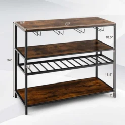 Costway Rustic Wine Rack Table 13 Bottles Wine Bar Cabinet Freestanding With Glass Holder -Furniture Store GUEST bd1f3129 8fb6 4af7 a252 580e04e1767e