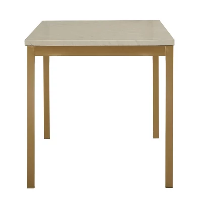 Devoe Faux Marble Top And Metal Base Dining Table White/Gold - Inspire Q 6 Devoe Faux Marble Top And Metal Base Dining Table White/Gold - Inspire Q - Image 4
