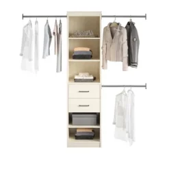Kelly 5 Shelf 2 Drawer Closet Organizer With 3 Adjustable Hanging Rods Ivory Oak - Novogratz 13 Kelly 5 Shelf 2 Drawer Closet Organizer With 3 Adjustable Hanging Rods Ivory Oak - Novogratz -Furniture Store GUEST bd969d64 5309 4b81 8453 40f9b6467833