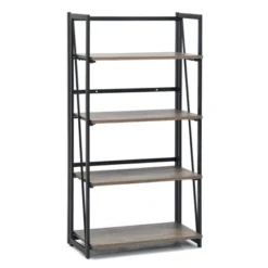 Tangkula 4 Tiers Folding Bookshelf Home Office Industrial Bookcase Standing Shelving Unit For Decorations & Storage -Furniture Store GUEST bdca6e2f 604a 4ba7 91c3 69b151711d3d