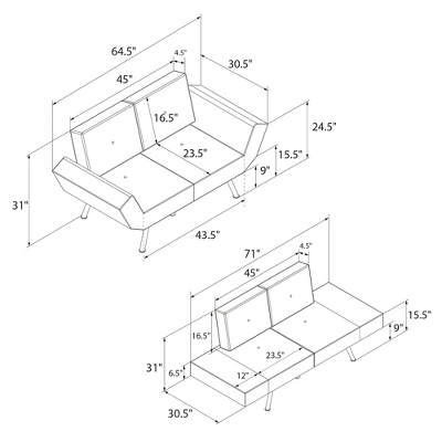 RealRooms Euro Upholstered Tufted Loveseat Futon With Storage Pockets 6 RealRooms Euro Upholstered Tufted Loveseat Futon With Storage Pockets - Image 4