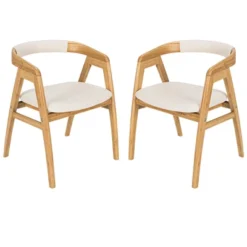 Costway Set Of 2 Bamboo Accent Chairs Leisure Chairs Armchairs W/ Seat Cushion -Furniture Store GUEST bec2a11b 8a90 4342 a6a8 4f59e5dd7489