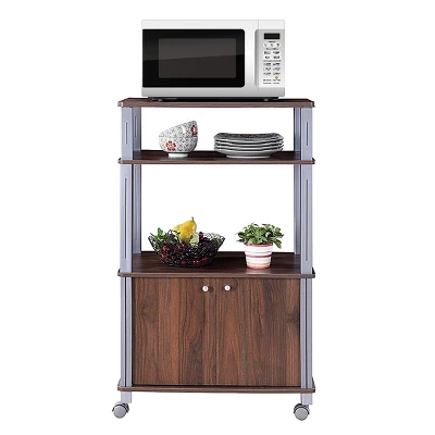 Tangkula 3-tier Display Shelf Microwave Stand Cabinet W/ Rolling Wheel 6 Tangkula 3-tier Display Shelf Microwave Stand Cabinet W/ Rolling Wheel - Image 4